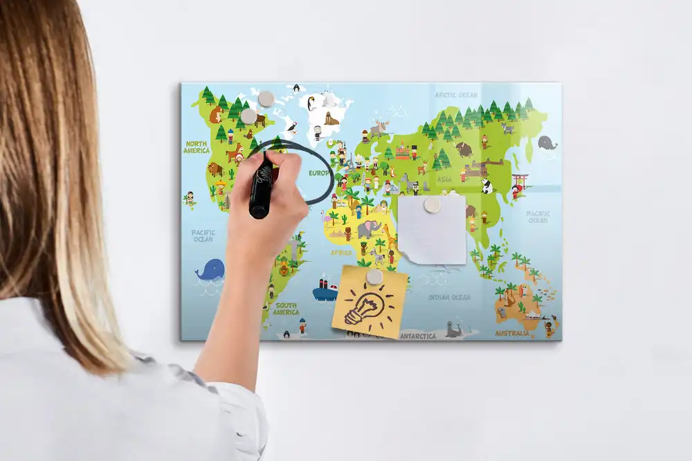 Tablica magnetyczna do pisania kulturowa mapa świata