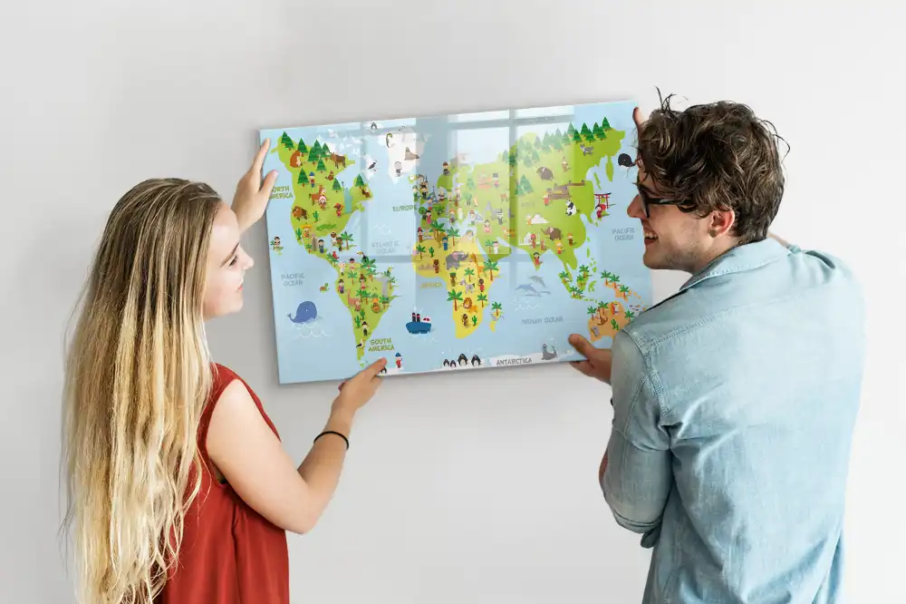 Tablica magnetyczna do pisania kulturowa mapa świata