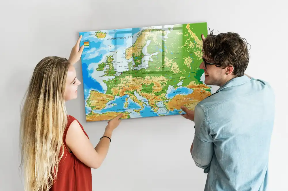 Tablica magnetyczna z pisakiem szkolna mapa świata