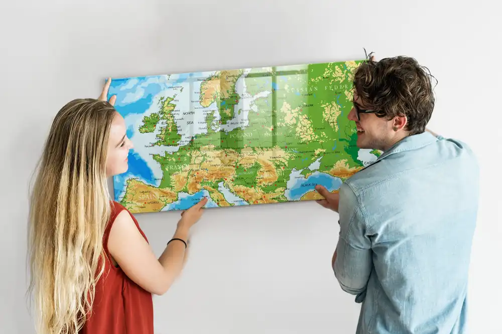 Tablica magnetyczna z pisakiem szkolna mapa świata