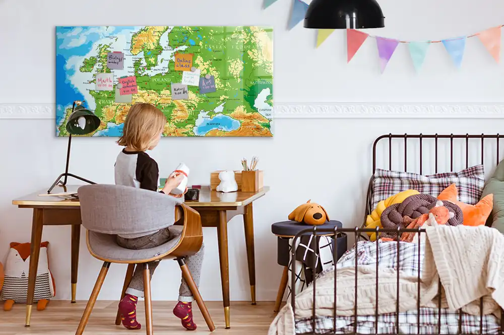 Tablica magnetyczna z pisakiem szkolna mapa świata