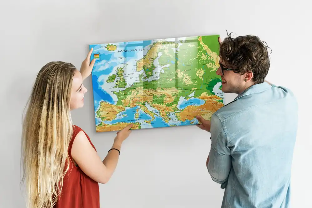 Tablica magnetyczna z pisakiem szkolna mapa świata