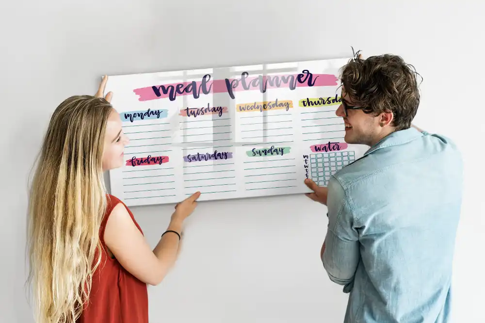 Tablica suchościeralna magnetyczna tygodniowe menu domowe