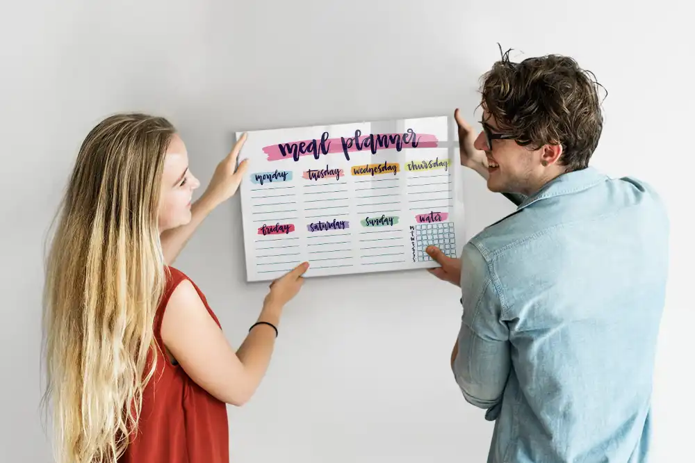 Tablica suchościeralna magnetyczna tygodniowe menu domowe