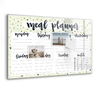 Tablica magnetyczna z pisakiem menu tygodniowe z motywem gwiazd