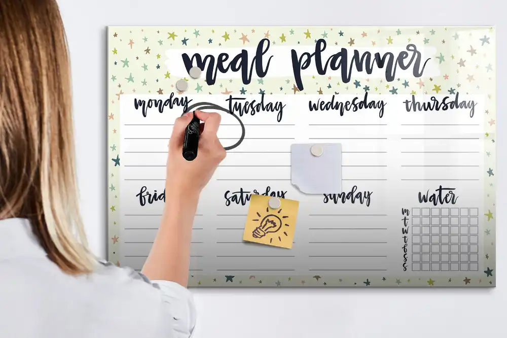 Tablica magnetyczna z pisakiem menu tygodniowe z motywem gwiazd