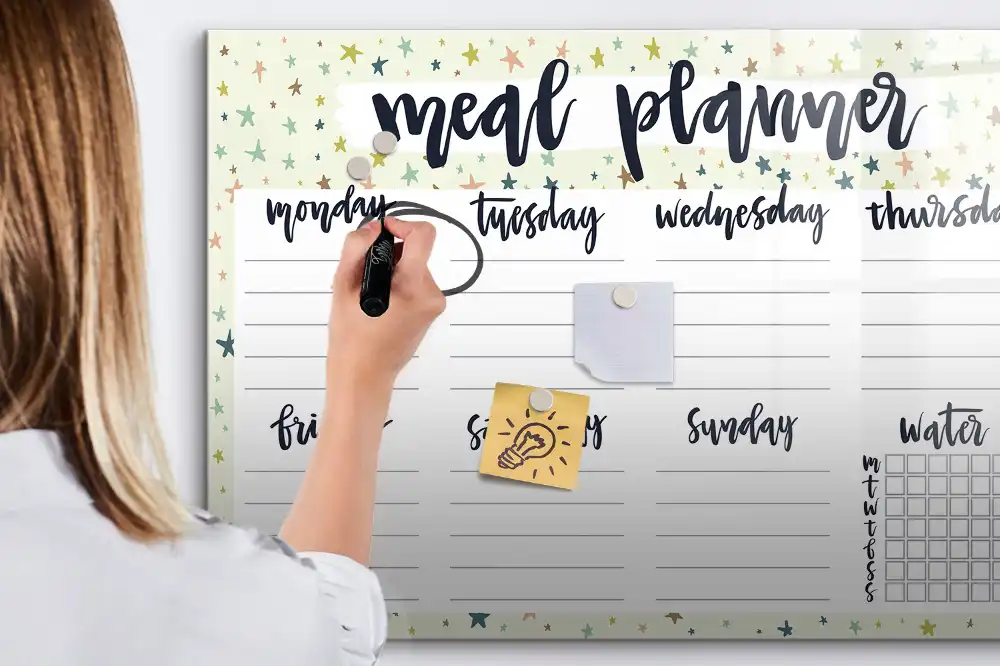 Tablica magnetyczna z pisakiem menu tygodniowe z motywem gwiazd