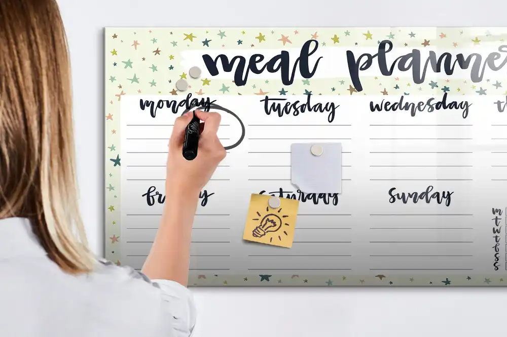 Tablica magnetyczna z pisakiem menu tygodniowe z motywem gwiazd