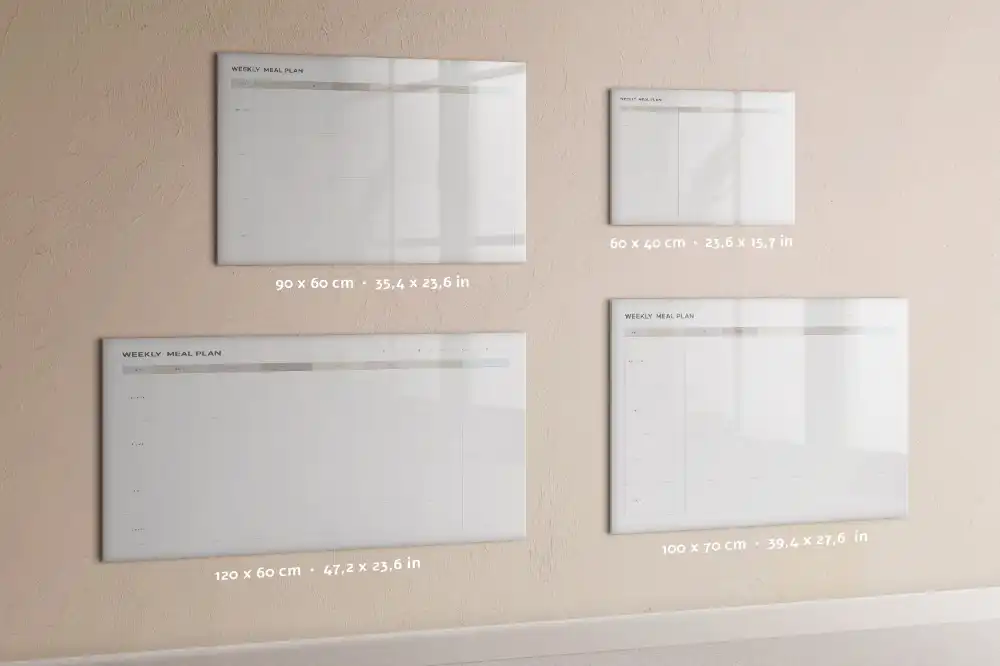Tablica suchościeralna magnetyczna minimalistyczny rozkład dań