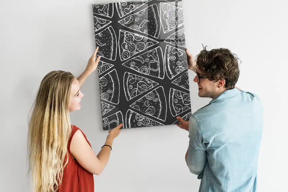 Szklana tablica magnetyczna grafika z pizzą
