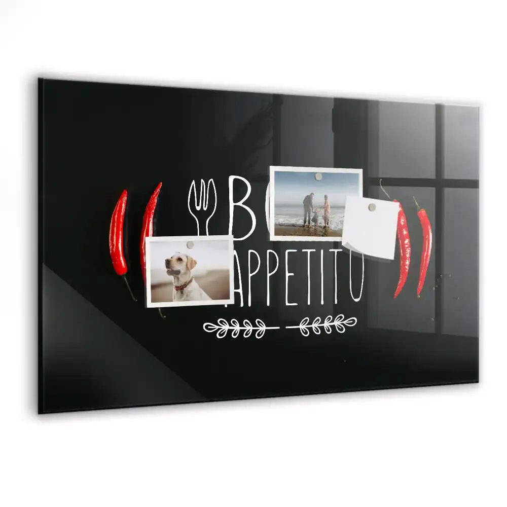 Szklana tablica magnetyczna napis bon appetit