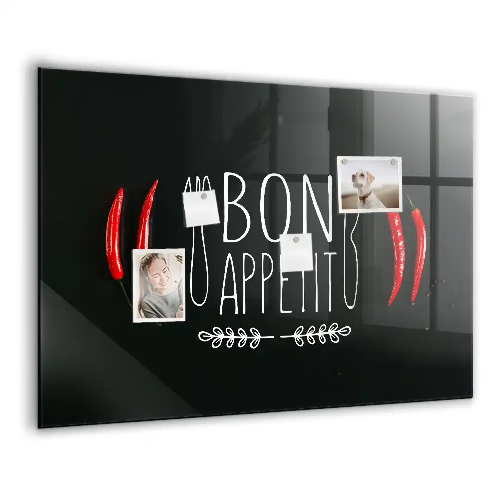 Szklana tablica magnetyczna napis bon appetit