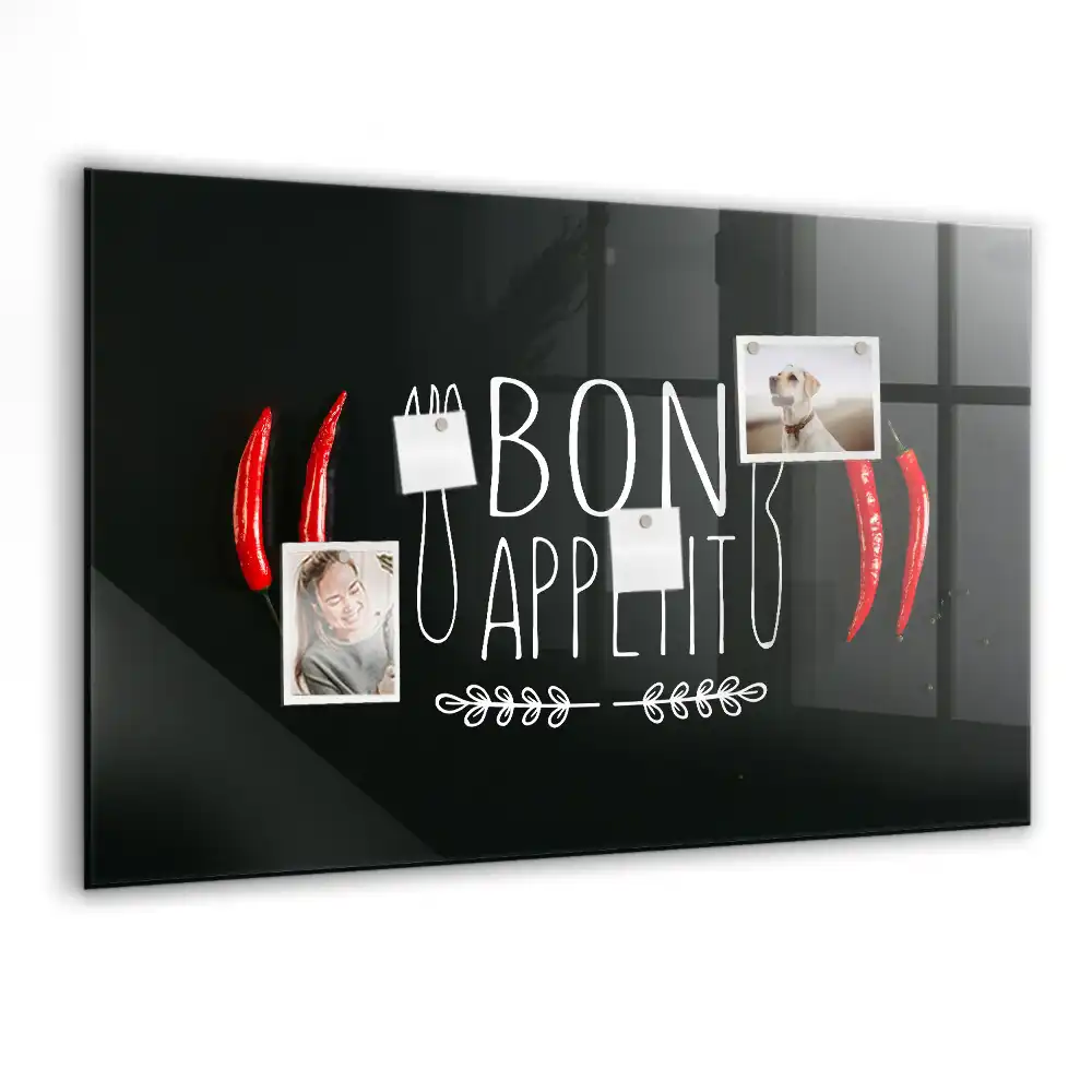 Szklana tablica magnetyczna napis bon appetit