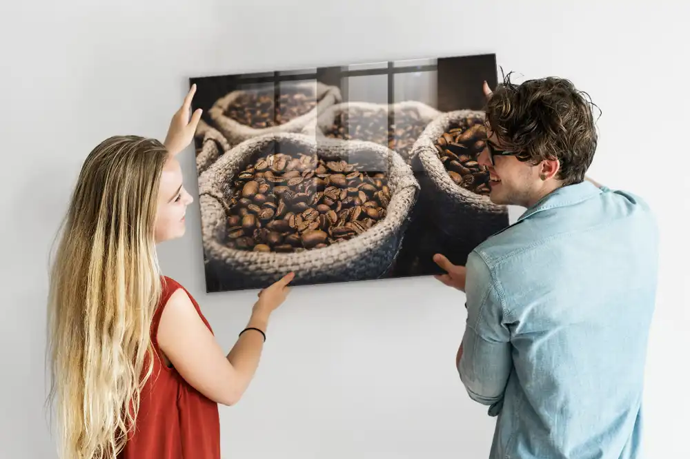 Tablica magnetyczna na ścianę jutowe worki kawy