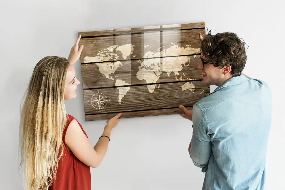 Tablica magnetyczna drewniana mapa świata