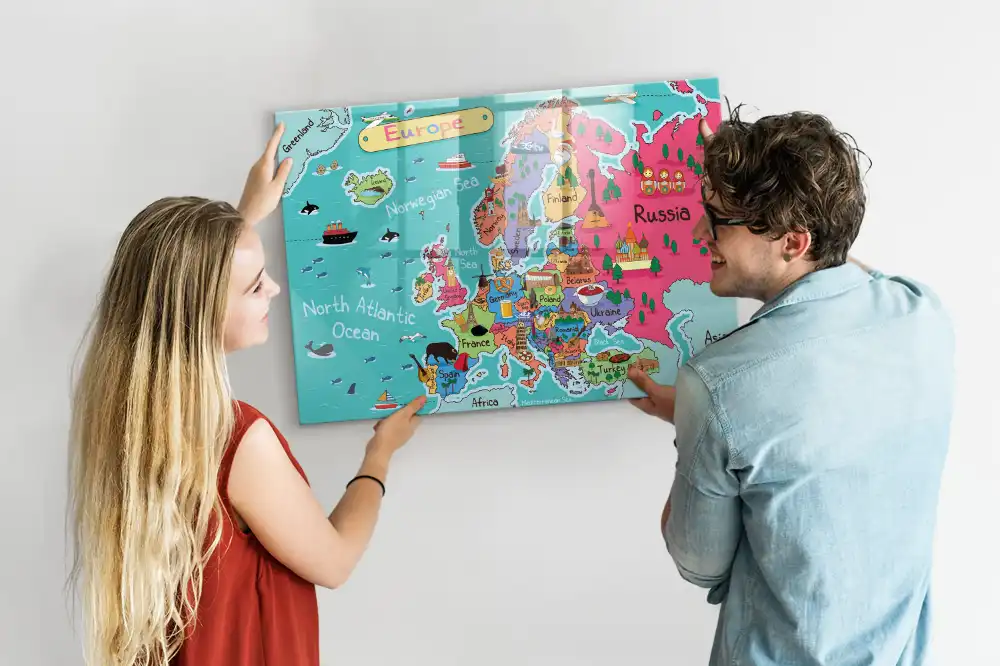 Magnetyczna tablica mapa kontynentu europejskiego
