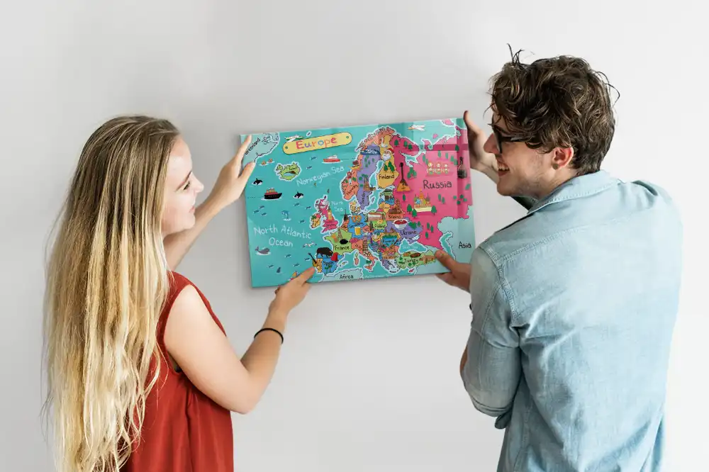Magnetyczna tablica mapa kontynentu europejskiego