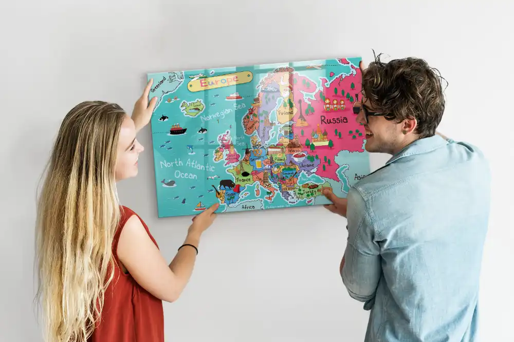 Magnetyczna tablica mapa kontynentu europejskiego