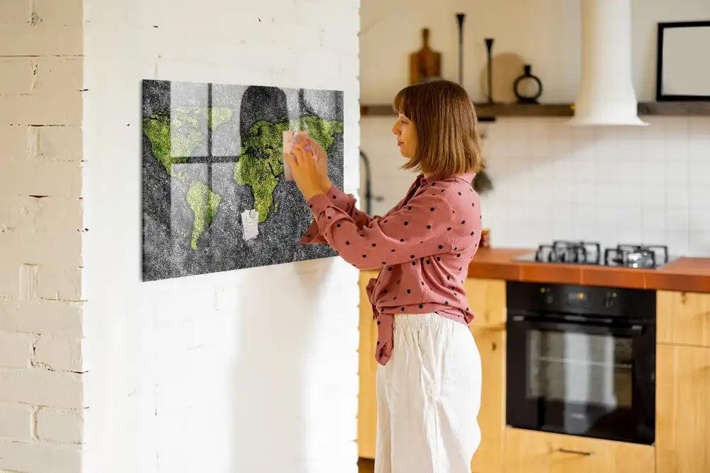 Szklana tablica magnetyczna atlas świata
