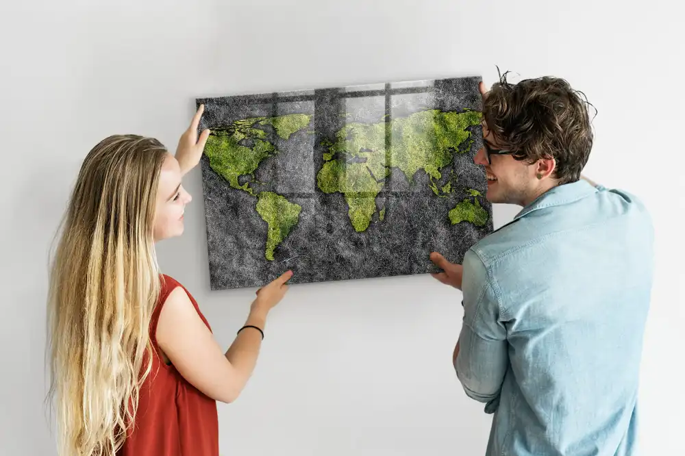 Szklana tablica magnetyczna atlas świata