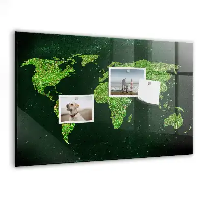 Tablica magnetyczna na ścianę zielona mapa świata