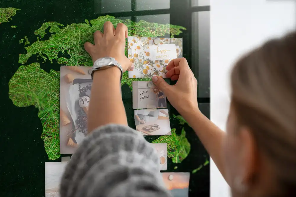 Tablica magnetyczna na ścianę zielona mapa świata