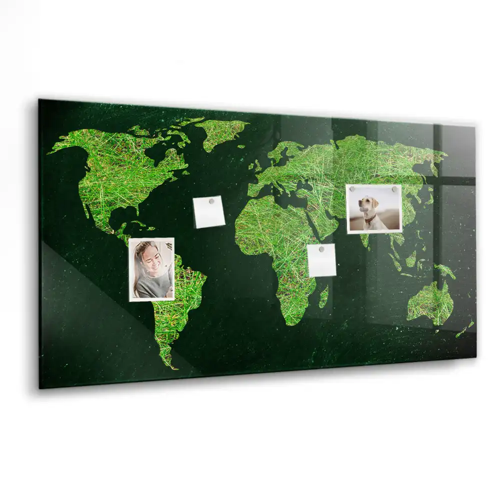 Tablica magnetyczna na ścianę zielona mapa świata