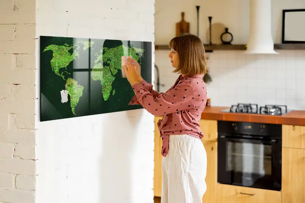 Tablica magnetyczna na ścianę zielona mapa świata