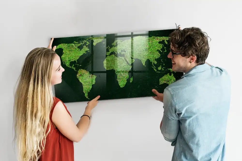 Tablica magnetyczna na ścianę zielona mapa świata