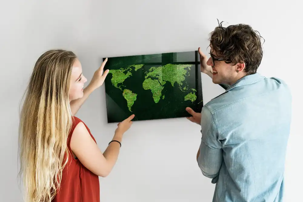Tablica magnetyczna na ścianę zielona mapa świata