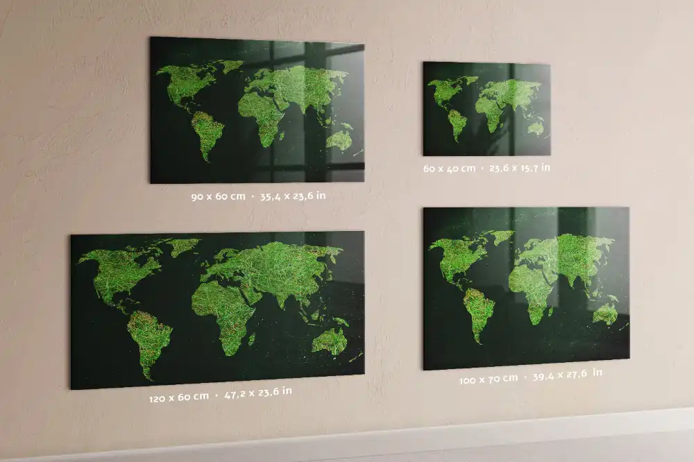 Tablica magnetyczna na ścianę zielona mapa świata