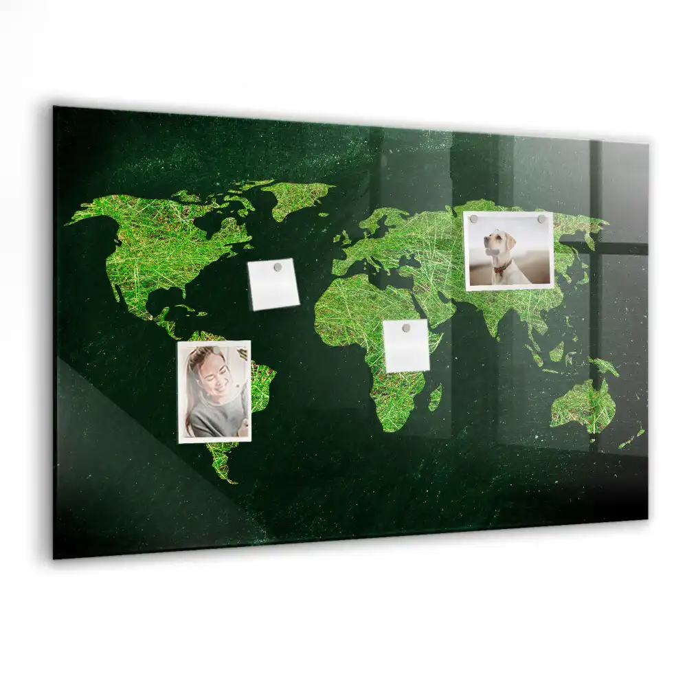 Tablica magnetyczna na ścianę zielona mapa świata