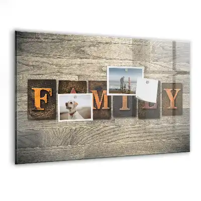 Szklana tablica magnetyczna napis family