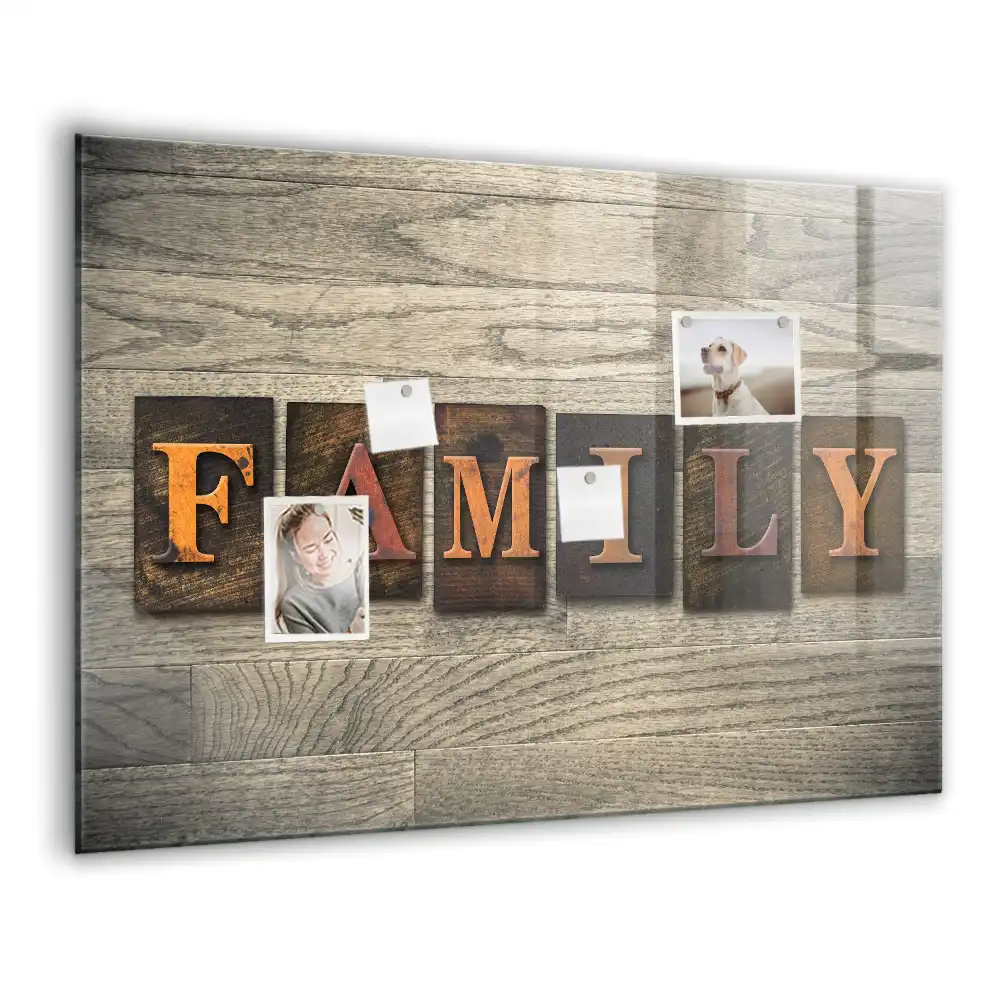 Szklana tablica magnetyczna napis family