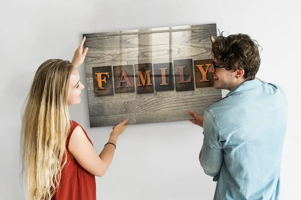 Szklana tablica magnetyczna napis family