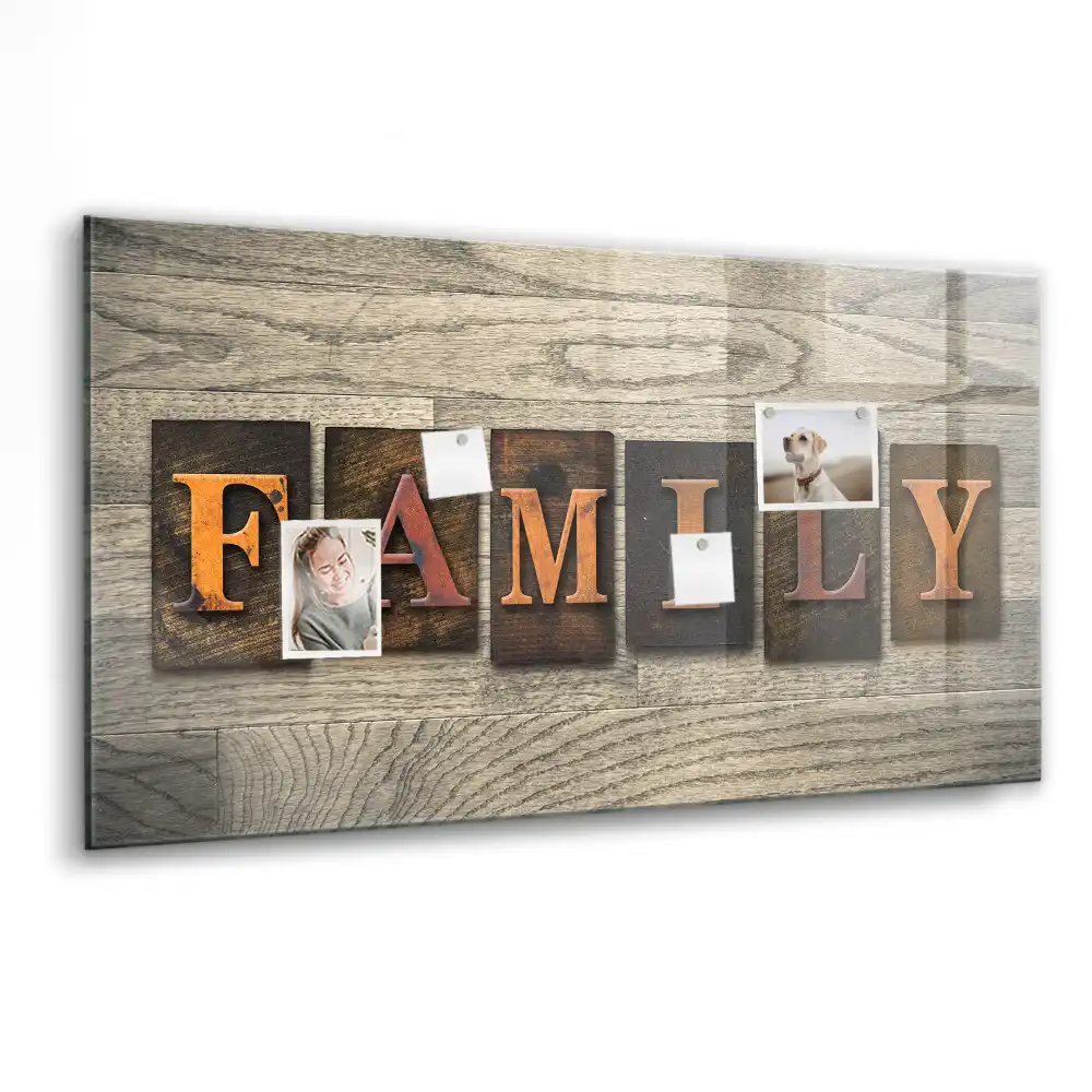 Szklana tablica magnetyczna napis family