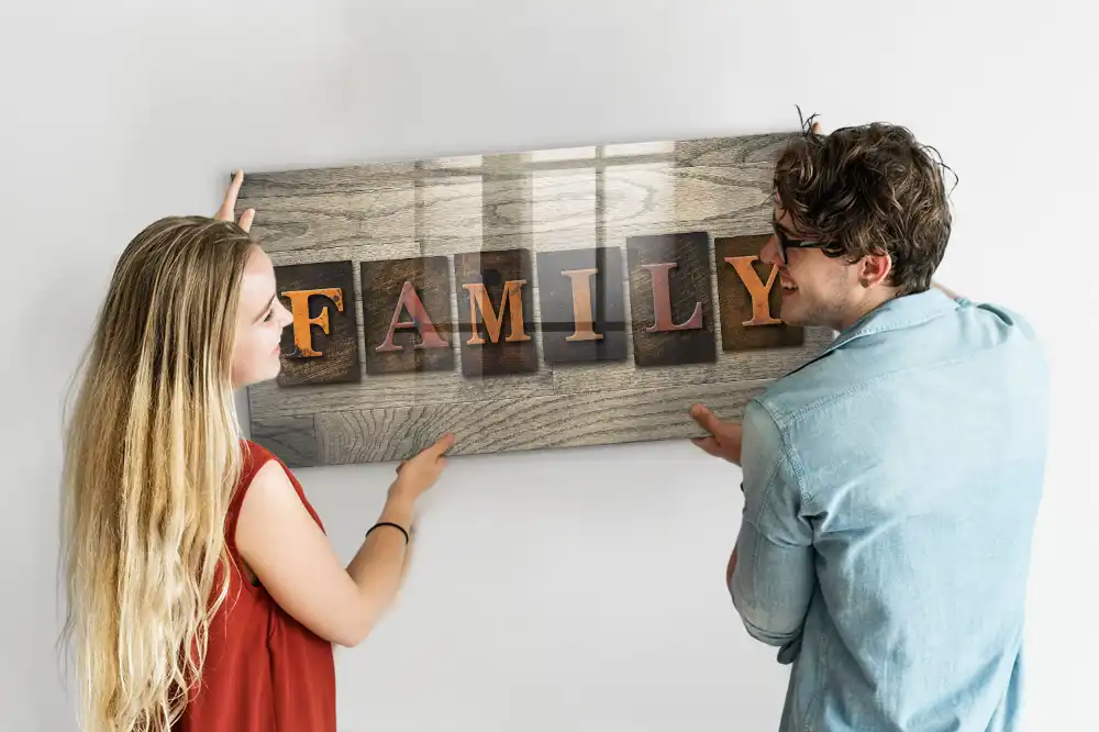 Szklana tablica magnetyczna napis family