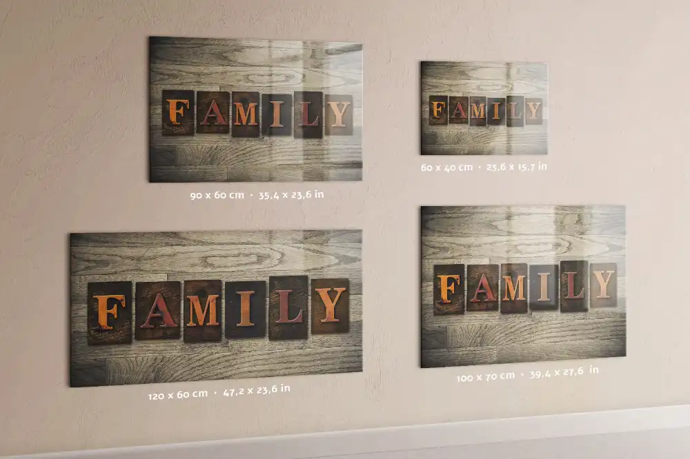 Szklana tablica magnetyczna napis family