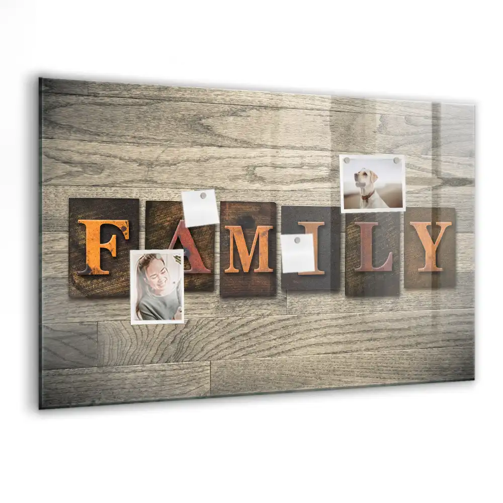 Szklana tablica magnetyczna napis family