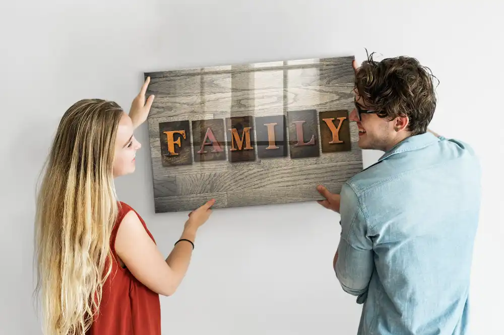 Szklana tablica magnetyczna napis family