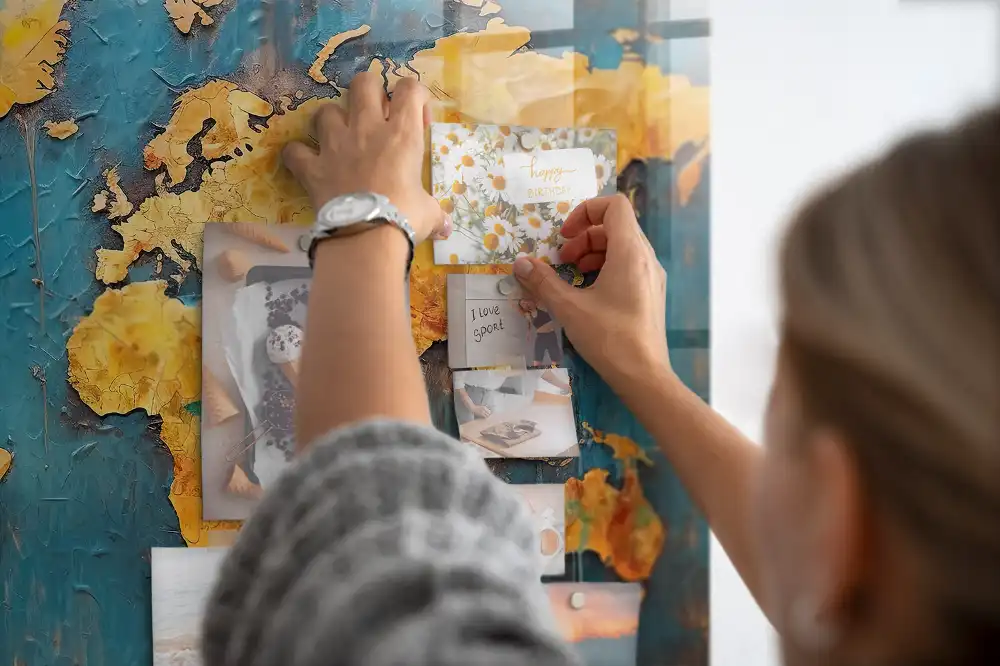 Szklana tablica magnetyczna ozdobna mapa świata