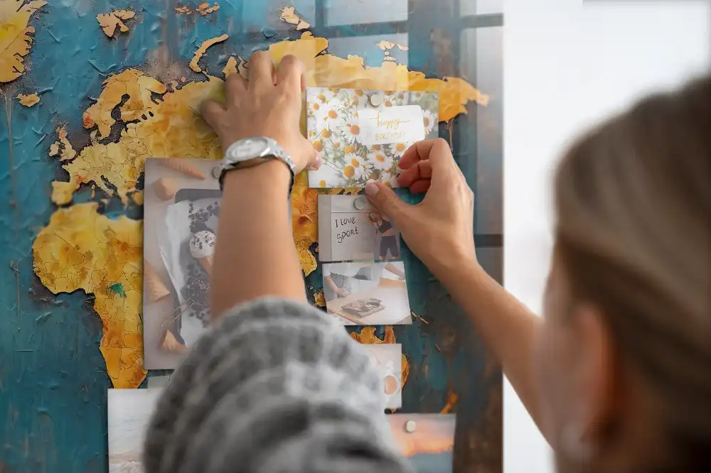 Szklana tablica magnetyczna ozdobna mapa świata