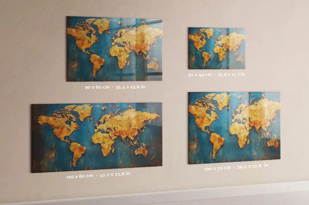 Szklana tablica magnetyczna ozdobna mapa świata