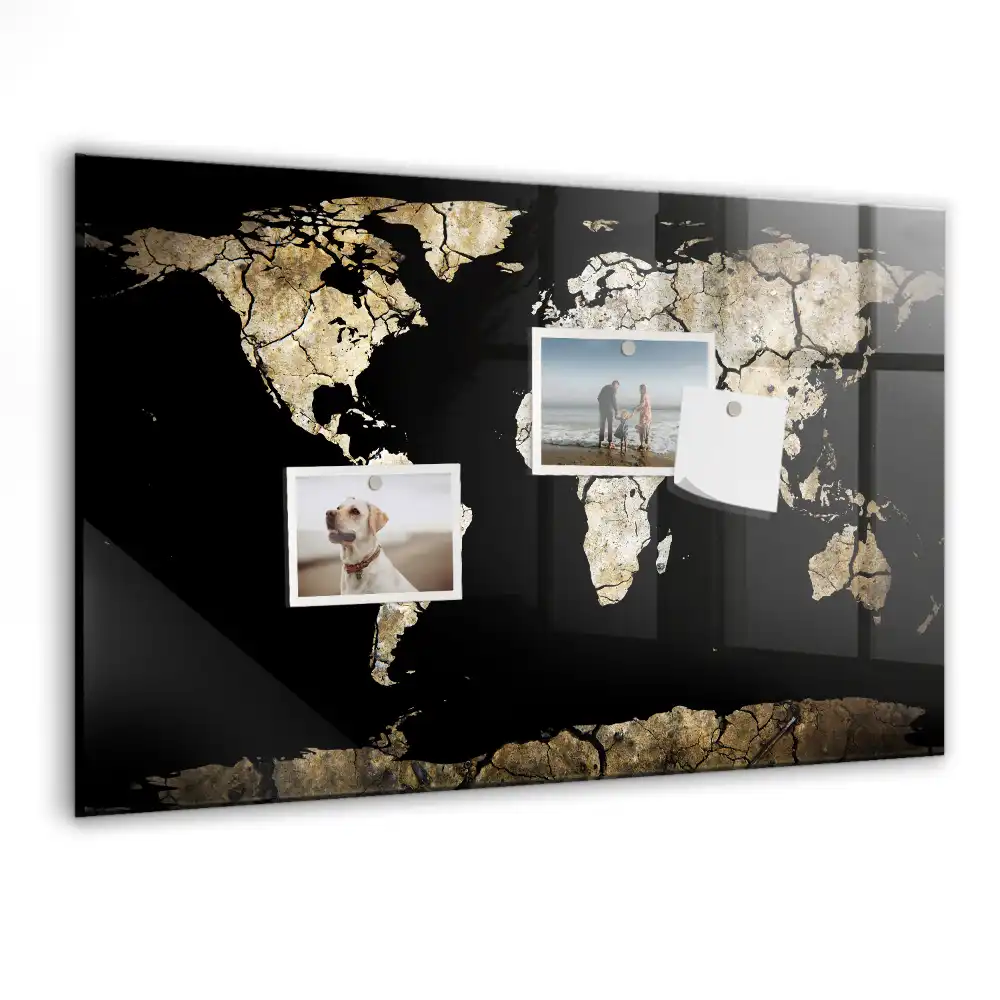 Tablica na magnesy wysuszona mapa świata
