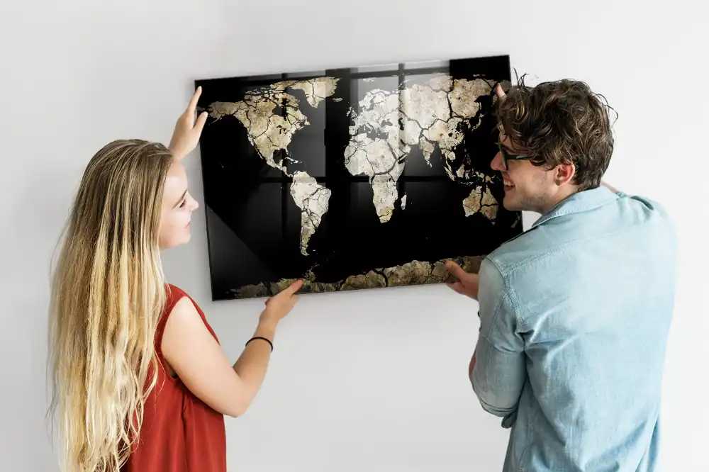 Tablica na magnesy wysuszona mapa świata