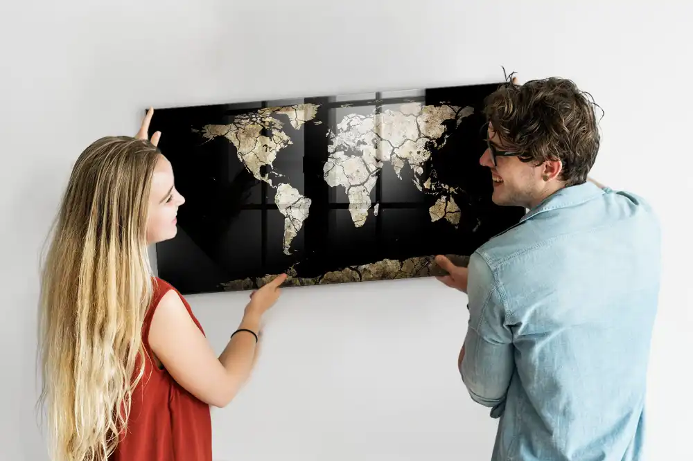 Tablica na magnesy wysuszona mapa świata