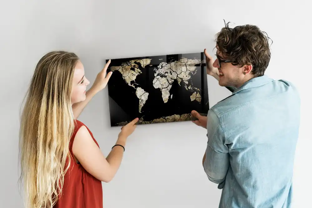 Tablica na magnesy wysuszona mapa świata