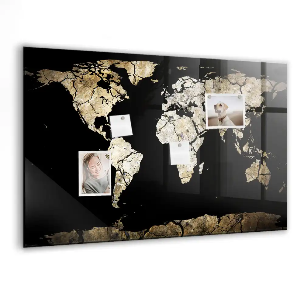 Tablica na magnesy wysuszona mapa świata