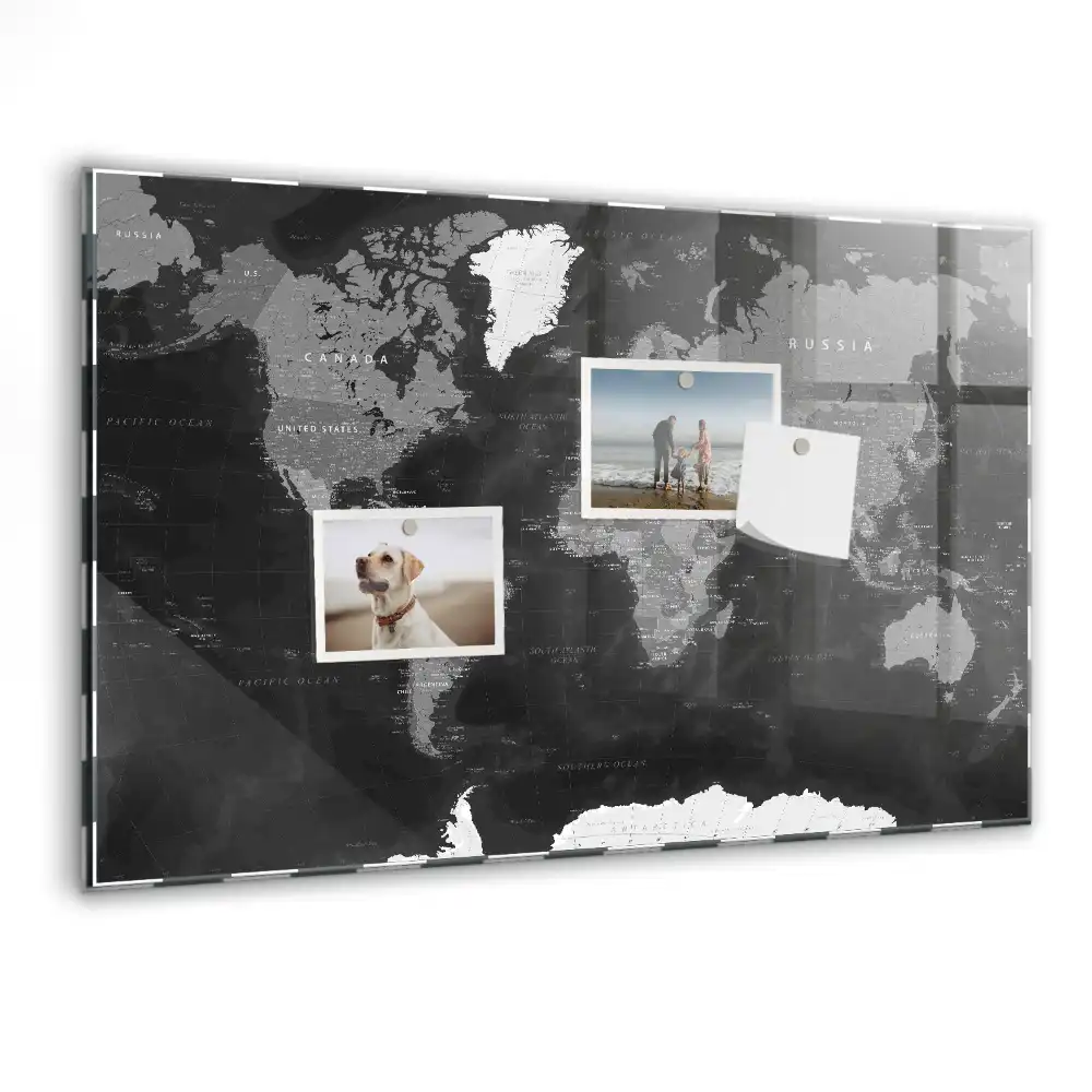 Tablica magnetyczna na ścianę mroczna mapa świata