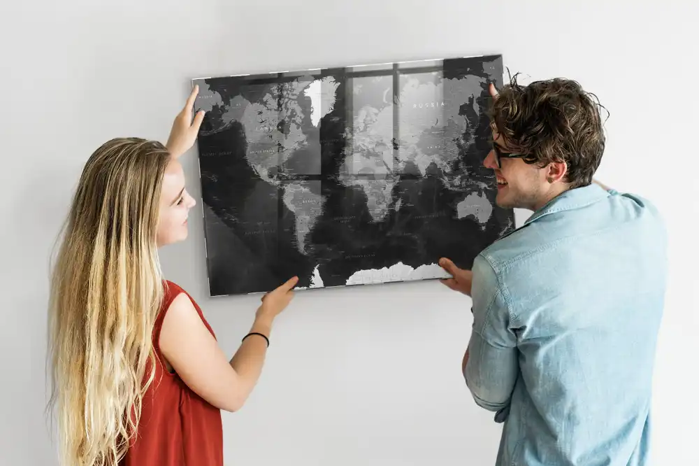 Tablica magnetyczna na ścianę mroczna mapa świata